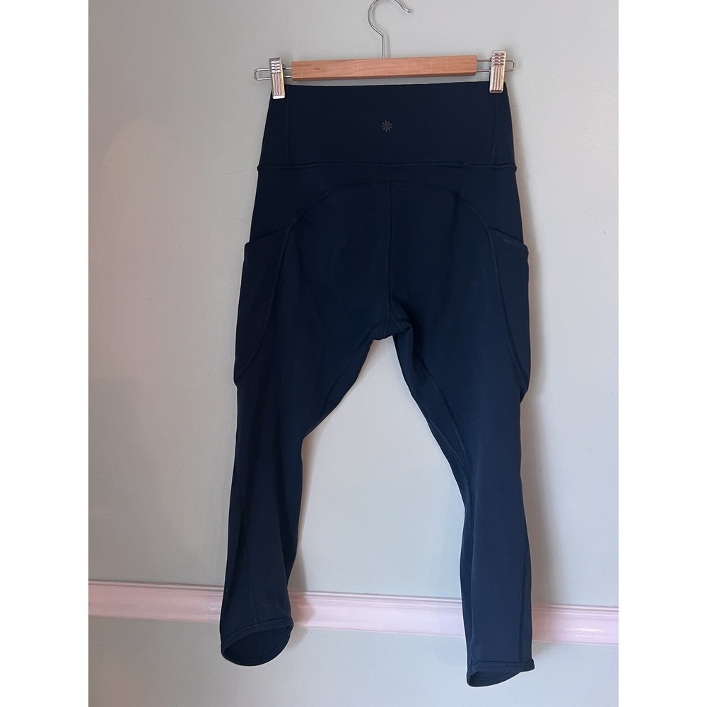 Athleta All in Cropped Capri Leggings Size SP Athletic Pockets Style 79152 Green